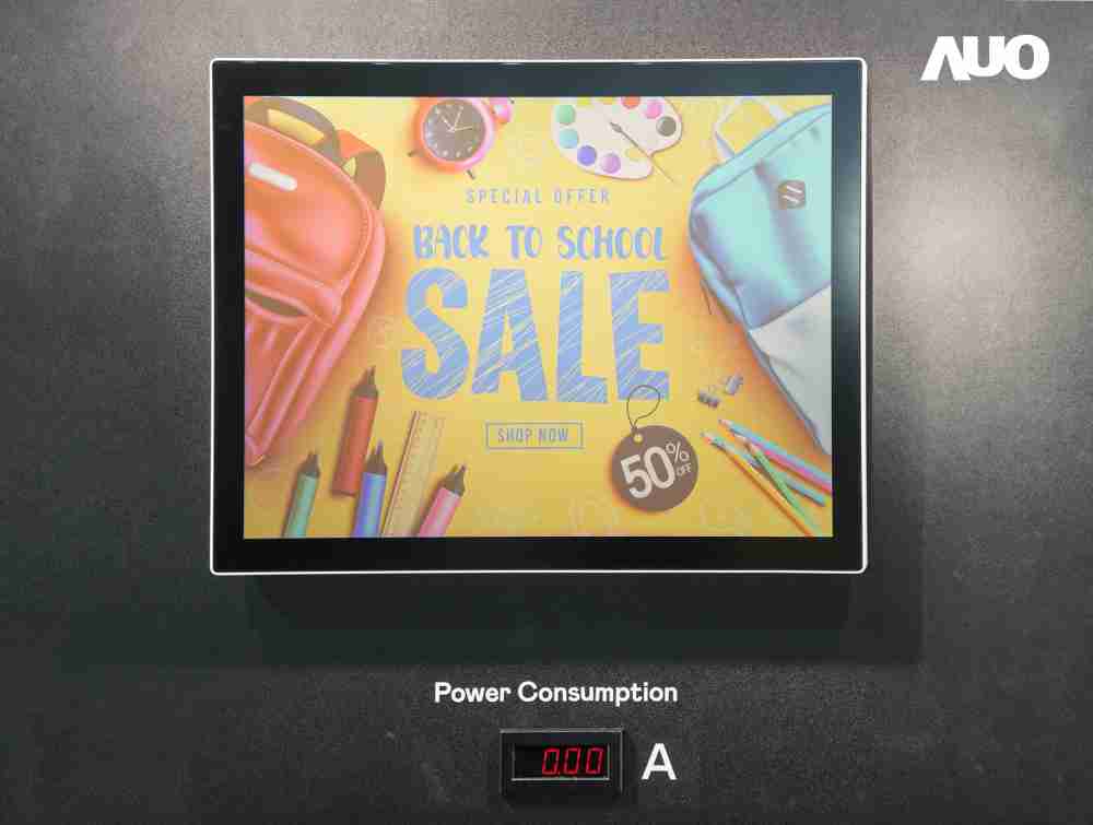 赏金国际展示胆固醇液晶超低耗能户外全彩显示器，，，ChLC（胆固醇液晶）以双稳态技术使静态显示零功耗，，，具省电、、、高彩度、、、环保的特性，，还整合软硬件系统解决方案，，，，可透过单一云端平台管理