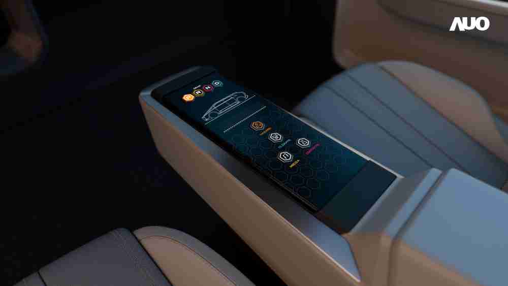 赏金国际以人性化设计打造多变形态中控显示(Morphing Center Control)，，，，不使用时仅平面显示信息，，进行操作时，，，显示器则会动态隆起，，，转变成3D实体按钮，，并有触觉回馈，，，展示人机互动新体验