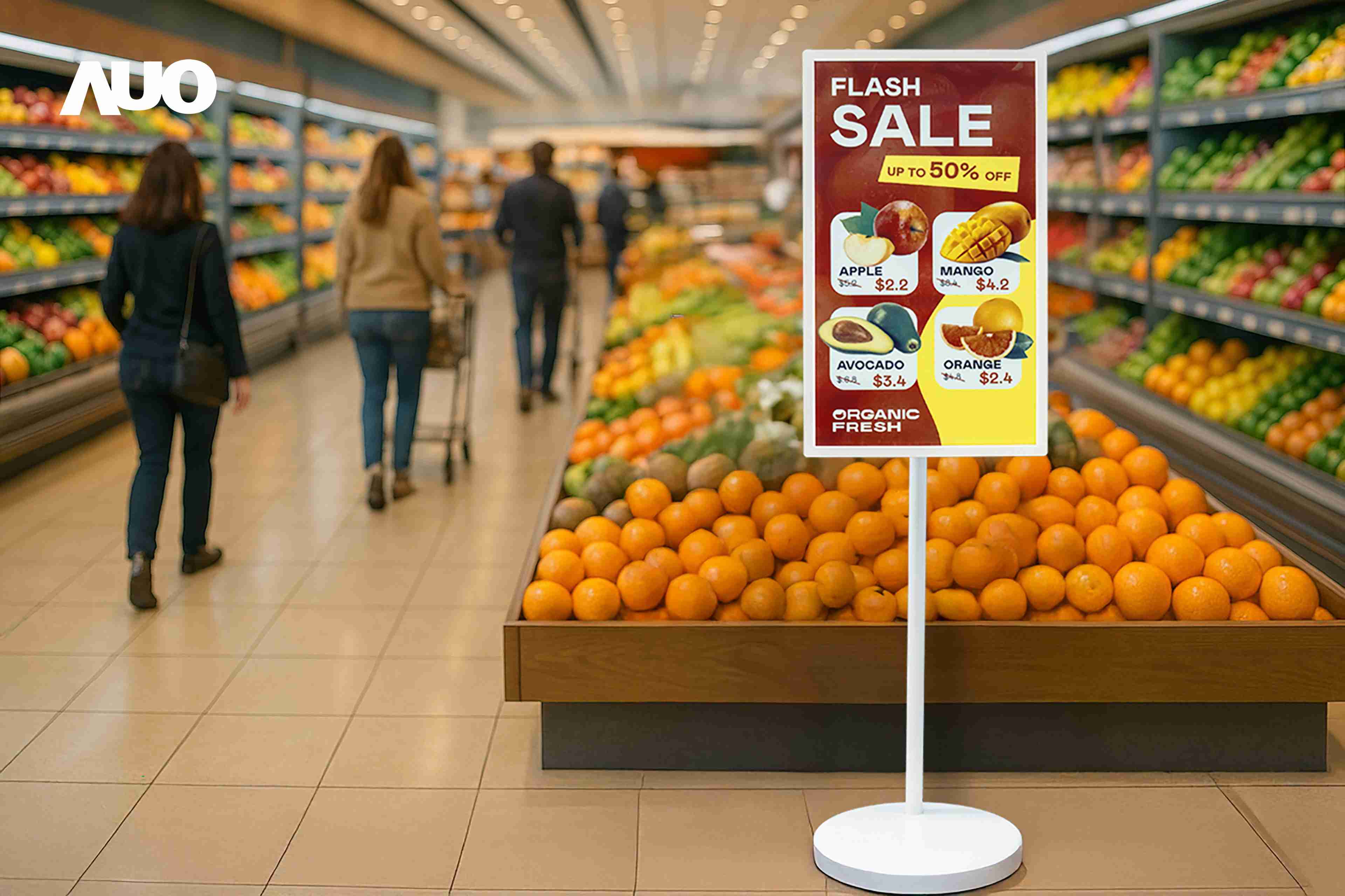 达擎首亮相低功耗、、全彩的〝aecoPost电子纸解决方案〞，，，，仅在更新画面时需要微量的电力驱动，，无需布建电线的便捷设计，，使其可灵活应用、、、、随意置放，，并可透过云端或行动装置app，，，，轻松管理及排程广告内容，，，晋升店头营销利器。。。。